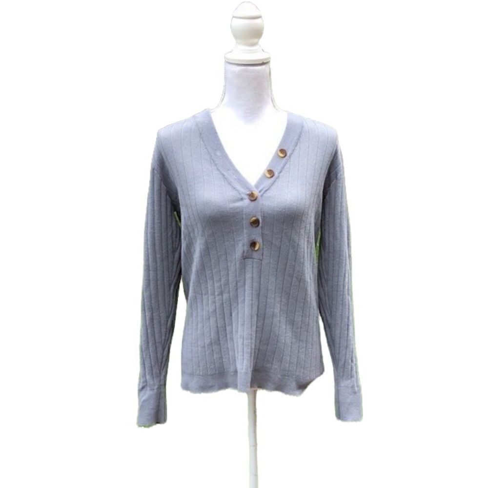 MEROKEETY Long Sleeve Button Knit Sweater SZ L
